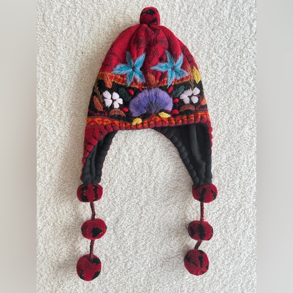 Inca’s Inc 100% Baby Alpaca Peruvian Hat embroidered boho hippie Beanie B - Picture 1 of 7